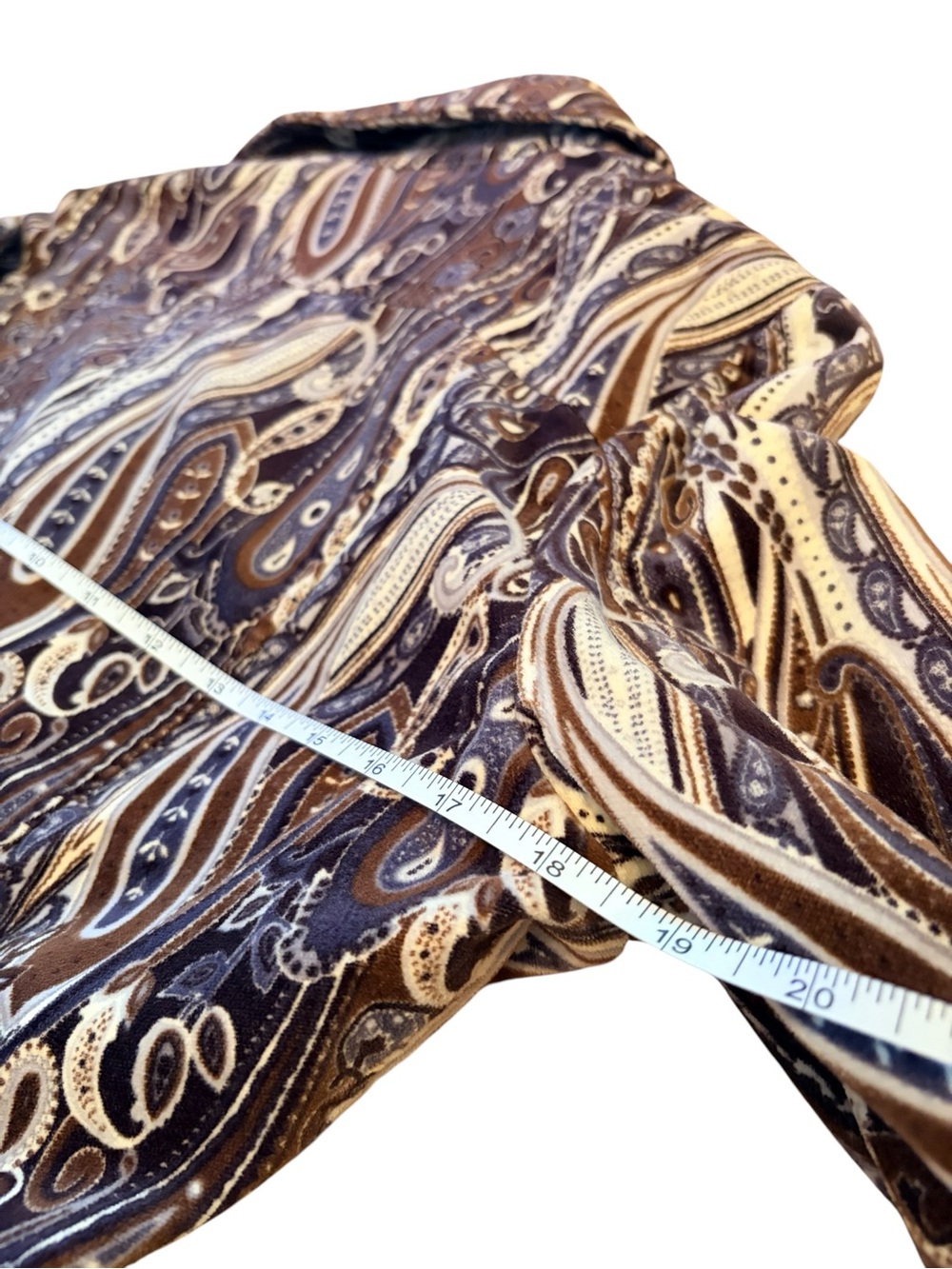 Paisley-Print Long Sleeve Fit-and-Flare Dress - Brown/White - Picture 7 of 12